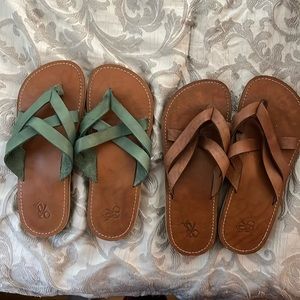 2 pairs of OTBT leather sandals Size 7.5 or 8